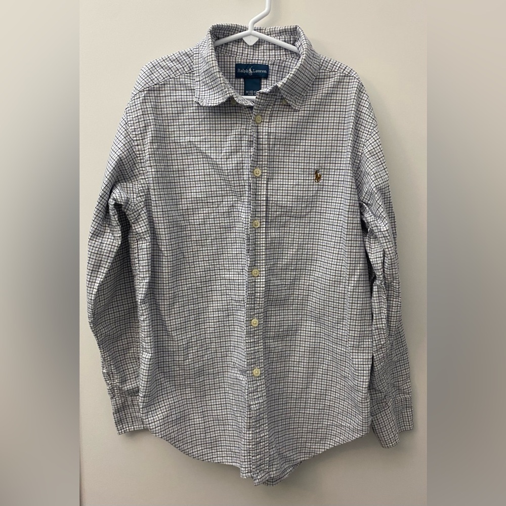 Ralph Lauren Blue and White Button Down Shirt with Classic Design